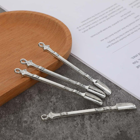4Pcs Mini Spoon Mini Shovel Mini Dry Herbs Powder Scoop Metal Medicine Spoon Shovel Small Spoons for Spice Jars Small Salt Spoon Pendant Necklace ...