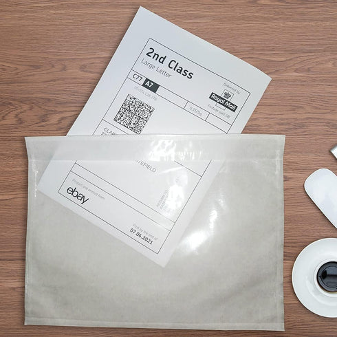7.5 inch X 5.5 inch Clear Self-adhesive Top Loading Packing List Pouches, Shipping Label Envelopes, Mailing Pouches For Shipping Clear, 50pcs, Whi...
