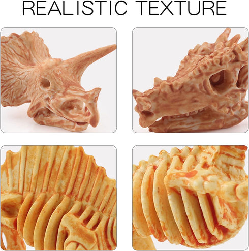 Dinosaur Head Skeleton Golden Dino Fossil Assorted Bones Playsets 23 PCS Action Figures Model Toys for Kids...