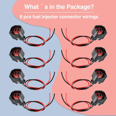 8 Pcs EV6 EV14 Fuel Injector Connector Pigtail Wire Harness Compatible with Chevrolet Suburban 2500 2008-2013/ Ford Mustang 2009-2013/ Lincoln MKS...