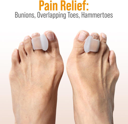 5 STARS UNITED Big Toe Spacers for Men & Women – 4 Gel Separators for Overlapping & Curled Toes, Bunions, Alignment - Diabetic Foot Care, Silicone...
