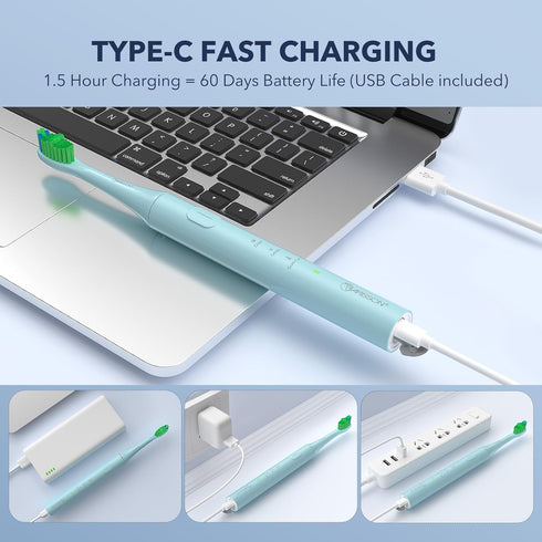 Sonic Electric Toothbrush for Adults and Kids, 40,000 VPM Power Toothbrush, 1.5H Fast Charge Ultrasonic Electric Toothbrushes with 2 Minutes Smart...