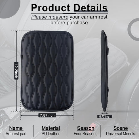 Amiss Auto Center Console Pad, Universal Waterproof Armrest Seat Box Cover, Car Interior Accessories, Leather Auto Armrest Cover Protector for Mos...