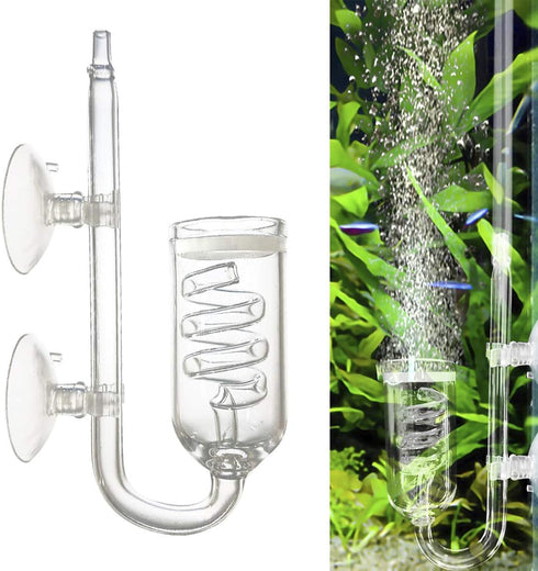 CO2 Diffuser Aquarium Glass Spiral CO2 Atomizer Diffuser Bubble Counter Check with Suction Cup for Aquarium Planted Fish Tank Supply Accessories...