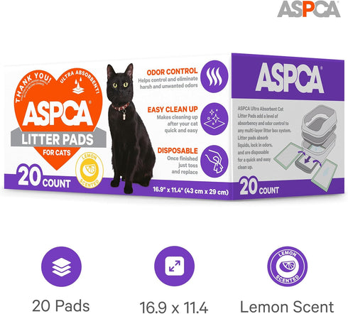 Lemon Scented Cat Pad Refills for Litter Box System Size 16.9 x 11.4 Inch - Pack of 20...