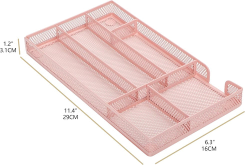 Annova Desk Drawer Organizer Tray for Office Organization - Metal Mesh - Storage Tray with Dividers for Pens, Desktop Accessories, Bathroom, Kitch...