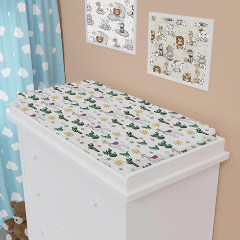 Cute Llama Changing Pad Cover Funny Llama Cactus Leaves Sun Diaper Change Table Sheets for Boys Girls Desert Animal Soft Breathable Stretch Fitted...
