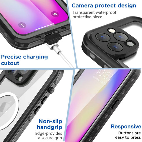 AICase for iPhone 14 Pro Case Waterproof, Compatible with Magsafe Magnetic Protective iPhone 14 Pro Phone Case, Water Proof Mag Safe Magnet Shockp...