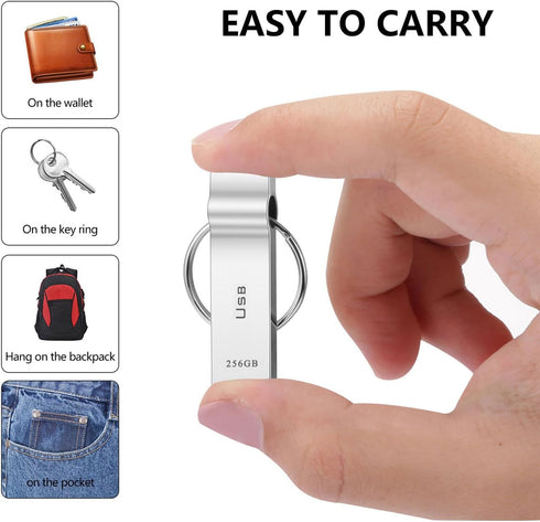 USB Flash Drive 230GB Waterproof USB Stick High Speed Memory Stick 230GB Ultra Large Storage Metal Thumb Drive with Keychain Design for Laptop Com...