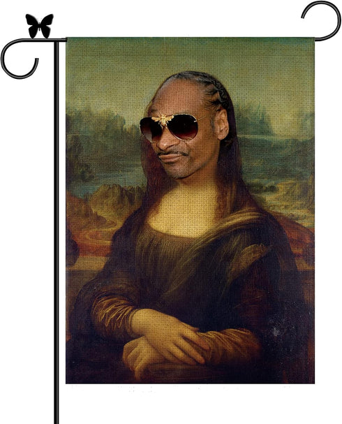 Mona Lisa Garden Flag Vertical Double Sided Funny Meme Flag for Indoor and Outdoor Yard Party Decor 12.5 x 18 Inch...