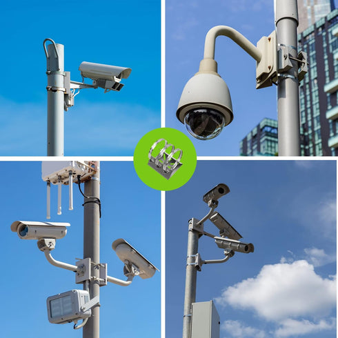 2pcs Universal Wall Mounting Bracket with 6 Loops, Stainless Steel Vertical Pole Mount Adapter for CCTV Security Camera PTZ Dome Indoor Outdoor AP...