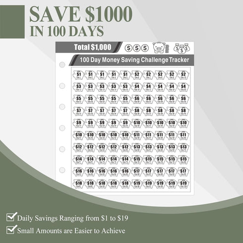 100 Envelopes Money Saving Challenge, Small 1000 Savings Challenge Binder with Cash Envelopes, Budget Binder for Budgeting and Organizing, Easy & ...