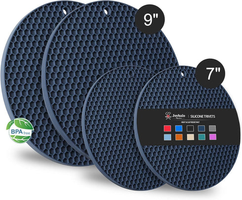 Joyhalo Trivets for Hot Dishes - Hot Pads for Kitchen, Silicone Pot Holders for Hot Pots and Pans, Silicone Mats for Kitchen Countertops, Table, F...