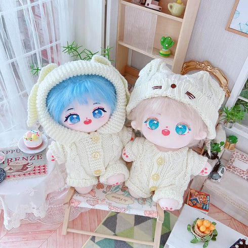 niannyyhouse 20cm Plush Doll Clothes Cat Hat Woolen Thread Onesies 8in Doll Accessories (B)...