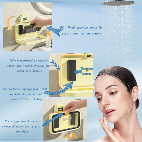 ?480° Rotation·Retractable Adjustment? Waterproof Shower Phone Holder - Bathroom Wall Phone Mount Stand, Anti-Fog Water Proof Case for 4-7" Phones...