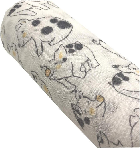 Ultra Soft Muslin Swaddle Blankets Premium Receiving Blanket for Boys & Girls Luxurious Soft and Silky 47" x 47" Pig Blanket (Pig)...