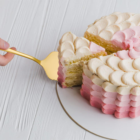 Wedding Cake Knife and Server Set, Gold Stainless Steel Cake Pie Serving Set Gift Cake Cutting Set for Wedding, Birthday, Parties and Events...