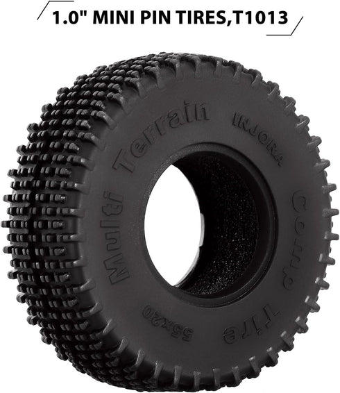 INJORA 1.0 Tires - S5 All Terrain Comp Pin Crawler Tires for TRX4M AX24 SCX24 FCX24 Upgrade Parts,55 * 20mm,T1013...