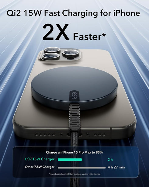 ESR HaloLock Qi2 Wireless Charger (Pad), 15W Qi2 Magsafe Charger iPhone, Wireless Charging Pad for iPhone 15/14/13/12 Series, Airpods Pro, Strong ...