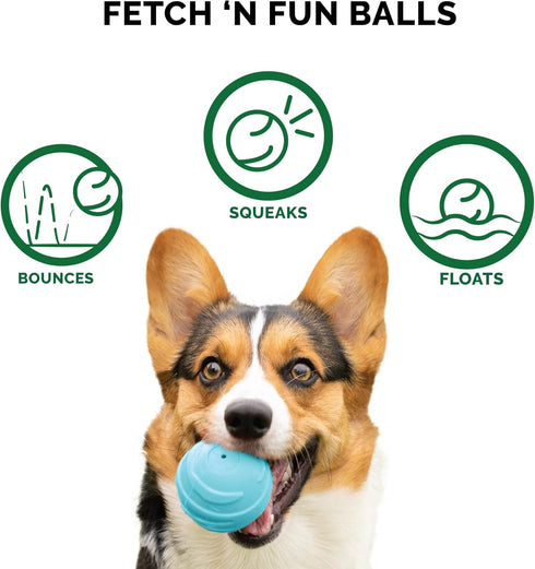 Furhaven 3-Pack 2.5" Squeaky Ball Dog Toys for Small/Medium Dogs, Fits Most Standard Launchers - Fetch 'N Fun TPR Squeaky Ball Toy Set - Sea Pack,...