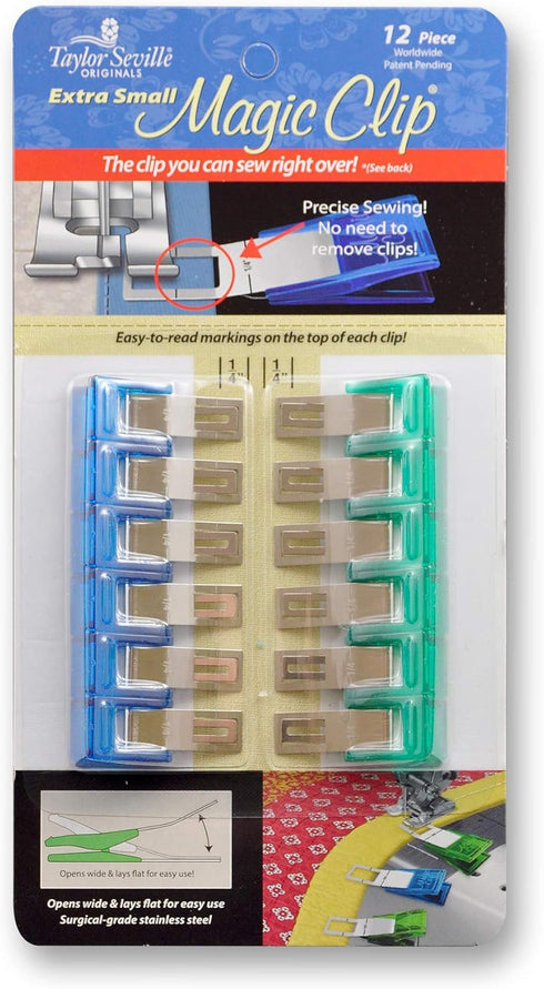 Taylor Seville Extra Small Magic Clip Sewing and Quilting Clips - Package of 12 Clips - Quilting Supplies and Notions - Sewing Accessories and Sup...