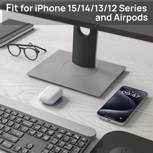 Magnetic Wireless Charger,MagEase 15W Wireless Charger Magnetic Compatible with iPhone 15/14/13/12 Series and AirPods 3/2/Pro, Charging Pad with U...