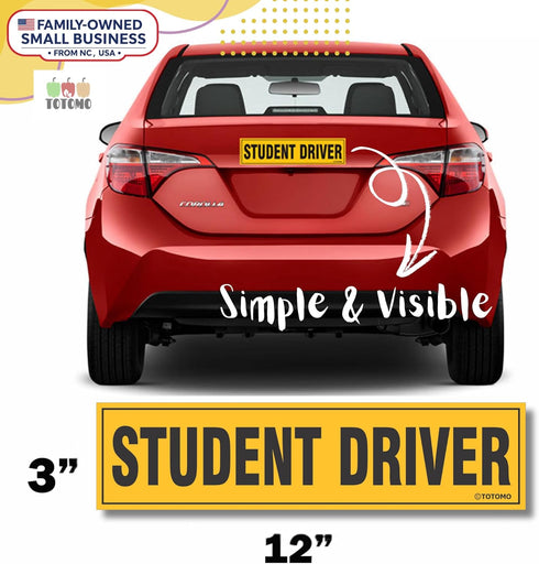 TOTOMO Student Driver Magnet for Car Sign - Large 12"x3" Magnetic Reflective Vehicle Safety for New Rookie Learner Drivers Removable Bumper Sticke...