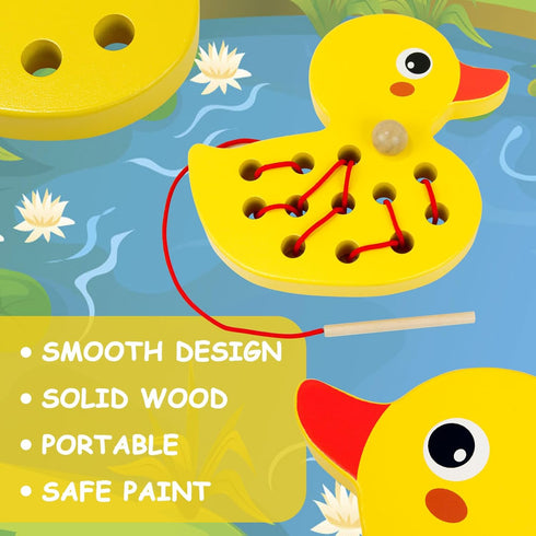 Wooden Lacing Toys for Toddlers, Educational and Learning Montessori Fine Motor Skill Toys, Perfect Toddler Travel Toys, Early Learning Developmen...