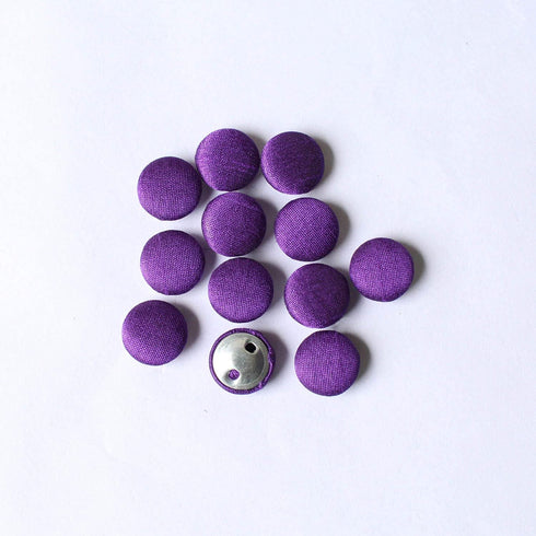 Round Handmade Buttons 12 Purple Button Dupion Fabric Covered for Sewing Scrapbooking Clothes Craft...