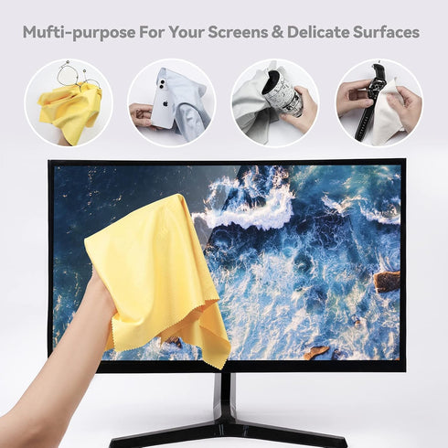 4 Pack Oversized 16" x 16" Large Microfiber Glasses and Screen Cleaner Cloth,Safe for Electronic Device Screens, Eyeglasses & Delicate Surfaces...