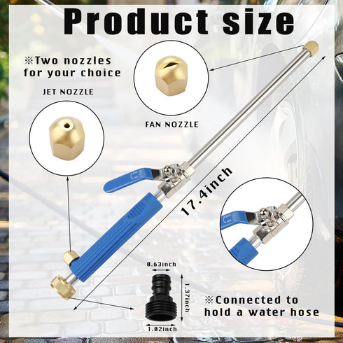 Jet Nozzle Pressure Washer Hose Attachment,Power Washer Wand Hose Nozzle Hydro Jet Garden Gutter Window Car Cleaning Tool Blue...