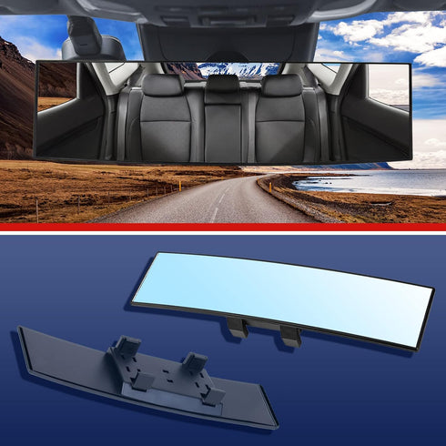 Car Interior Large Rear View Mirror,Universal Car Rearview Mirror Universal Interior Clip On Panoramic Rear View,Reduce Blind Spot Effectively for...