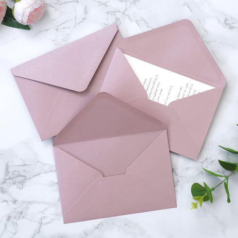 PONATIA 50 Pack A4 Envelopes, 4 1/4 x 6 1/8 Inches Dusty Rose Envelopes Perfect for Gift Cards, Wedding Details Cards, Thank You Cards and any 4x6...