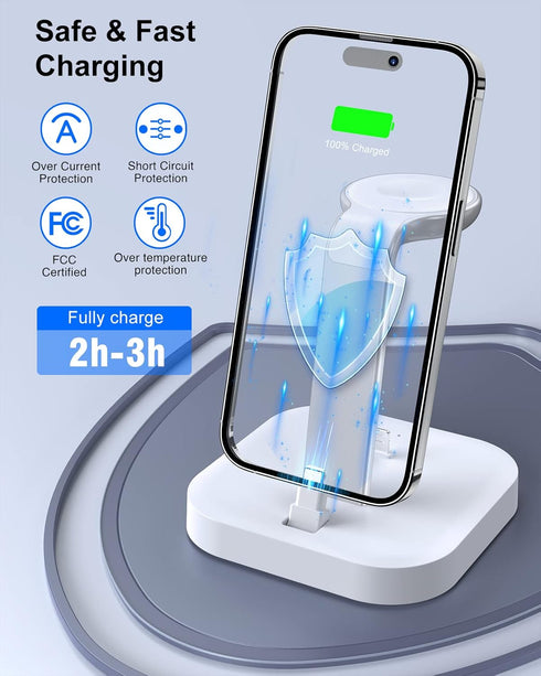 Charging Station for Multiple Devices - ADADPU 3 in 1 Wireless Charger Stand for Apple Watch Series 8/7/6/5/4/3/2/SE Phone Charging Dock for AirPo...