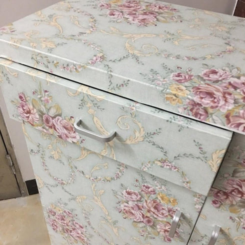 LovingWay 14.7 feet Wallpaper Roll Retro Floral Shelf Liner 17.7x177 Inch Self-Adhesive Dresser Drawer Covering Paper DIY Makeup Organizers Boxes ...