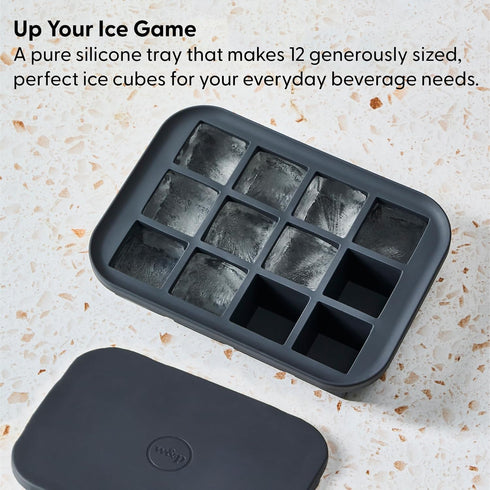 W&P Peak Silicone Everyday Ice Tray w/ Protective Lid | Charcoal | Easy to Remove Ice Cubes | Food Grade Premium Silicone | Dishwasher Safe, BPA F...