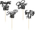 Gyufise 48 Pack Black Glitter Hello 40 Cupcake Toppers Glitter Forty Cheers to 40 Straight Outta 1983 Cupcake Picks for 40th Birthday Anniversary ...