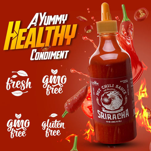 Fusion Select 10 Oz Sriracha Hot Sauce - Gourmet Spicy & Sweet Chili Sauce Seasoning for Cooking, Pizza, Stir Fry, Chicken, Meat, Taco - Made from...