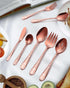 EUIRIO Stainless Steel Copper Serving Utensils Large Serving Spoon Set Serving Fork Slotted Spoon Buffer Knife and Sugar Spoon Kitchen Party Suppl...