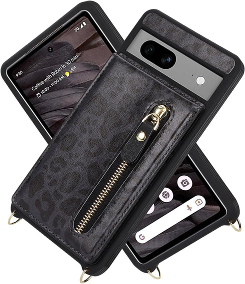 for Google Pixel 7 Case with Card Holder for Women,Pixel 7 Phone Case Wallet with Strap Credit Card Slots Crossbody with Kickstand Zipper Shockpro...