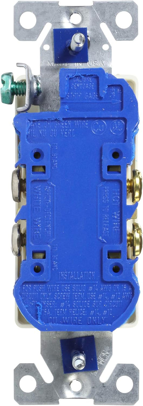 EATON Wiring 1107LA 15-Amp 2-Pole 3-Wire 125-Volts Decorator Duplex Receptacle, Light Almond...