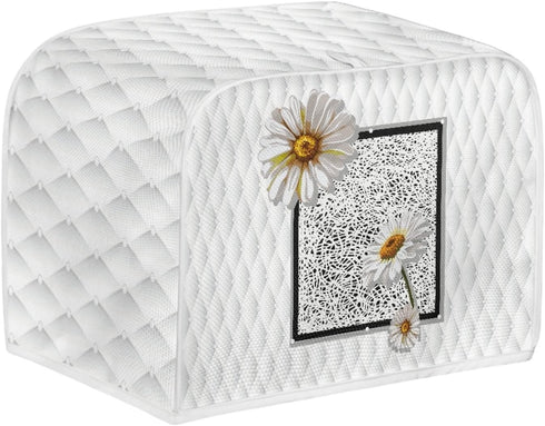Daisy Print 4 Slice Toaster Covers White, Anti-Sputtering Bread Toaster Cover Toaster Dust Cover, Small Washable Kitchen Appliance Protector, Keep...