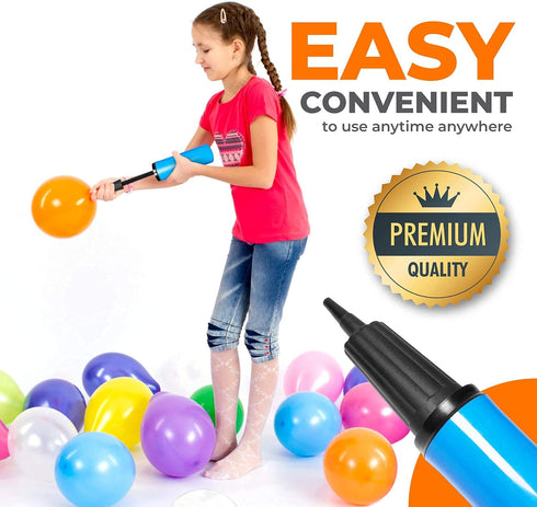 Hand Air Pump for Balloons - 9" Portable Manual Balloon Pump, Mini Hand Pump for Inflatables, Pool Floats, Party Garlands, Exercise and Yoga Balls...