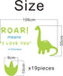 Dinosaur Wall Decal, Roar Means I Love You in Dinosaur with Footprints, Vinyl Stickers for Baby Boys, Kids Bedroom Wall Decor, Nursery Decoration,...