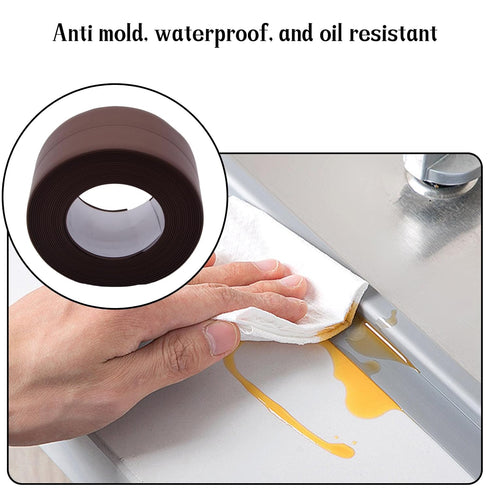 Waterproof Caulk Tape Sealant Strip, 1.5"W x 10.5'L PVC Sealing Tapes for Kitchen Bathroom Bathtub Countertop Toilet Sink (Brown)...