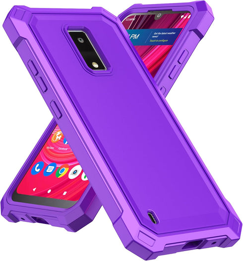 for BLU View 4 Phone Case with Tempered Glass Screen Protector,Slim Soft Silicone Full-Body Protective Case for BLU View 4 (B135DL) (Purple)...