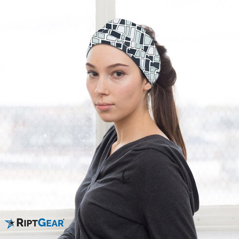 RiptGear Stretch Sport Headband for Women (Mosaic Black) — Made of Non-Slip Sweat Wicking Fabric — Great for Yoga, Running or The Gym — Soft Headb...