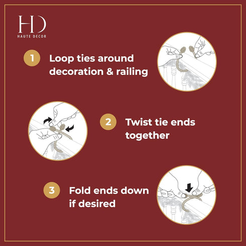 Haute Decor Decorative Twist Ties, 6 Pack, 16 inches (Olive Green) - Hang Garland, Lights, and Decorations with Style - Strong Inner Wire...