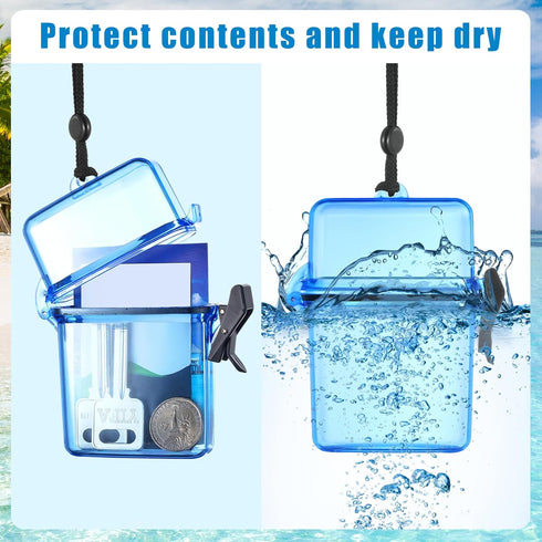 Outus 3 Pieces Waterproof Case ID Card Holder with Floating Sports Case Locker with Hanging Ring and Rope (Clear Blue Red,4.72 x 2.95 x 1.57 Inch)...