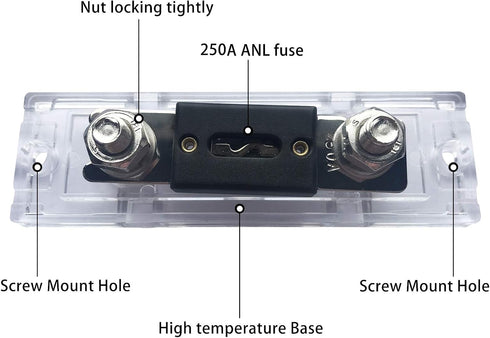 250A Inline Fuse Holder, 0/2/4/8 Gauge AWG ANL Fuse Block Holder with 250 Amp ANL Fuses for Car Audio Amplifier (2 Pack)...